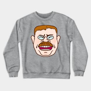 Cartoon Face of Teddy Roosevelt Lauging Crewneck Sweatshirt